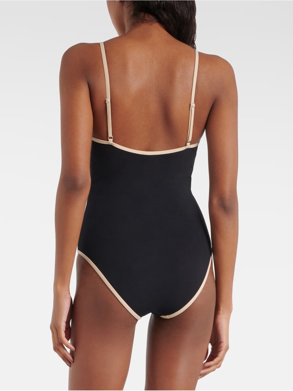 NWOT XL Toteme Scoop Neck Black One-Piece Swimsuit with Cream Trim - Picture 3 of 8